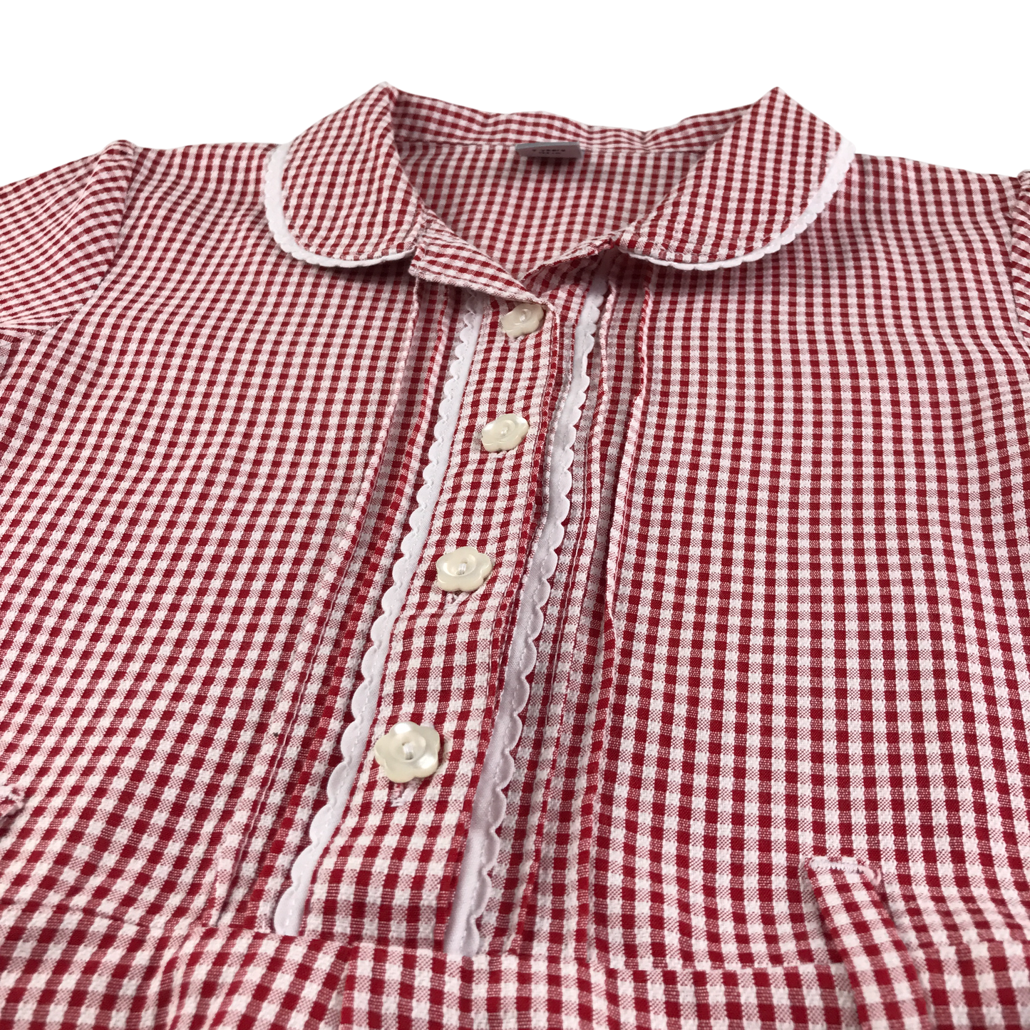 Red gingham with belt school summer dress