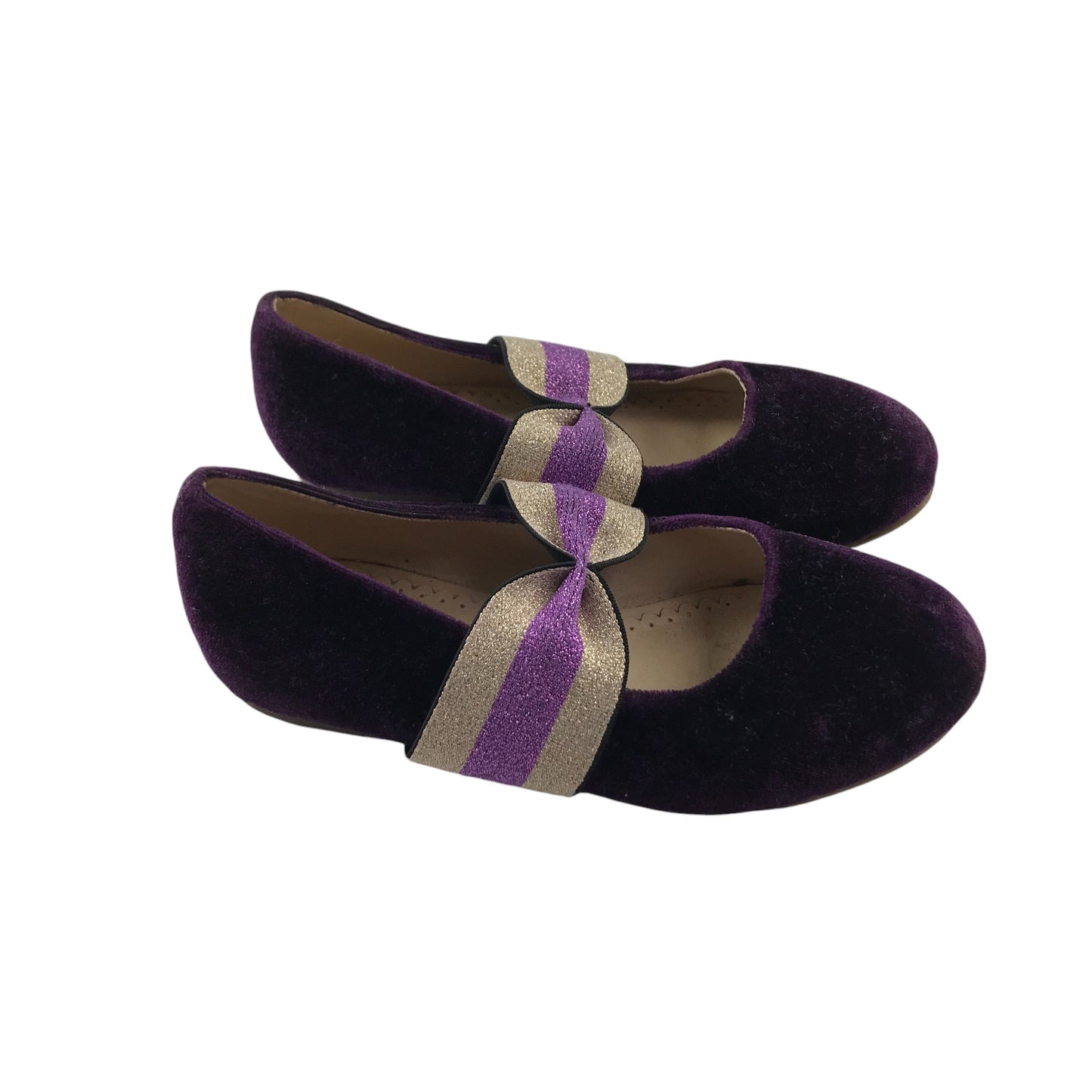 John Lewis ballerinas shoe size 12 junior purple velvet style flat shoes