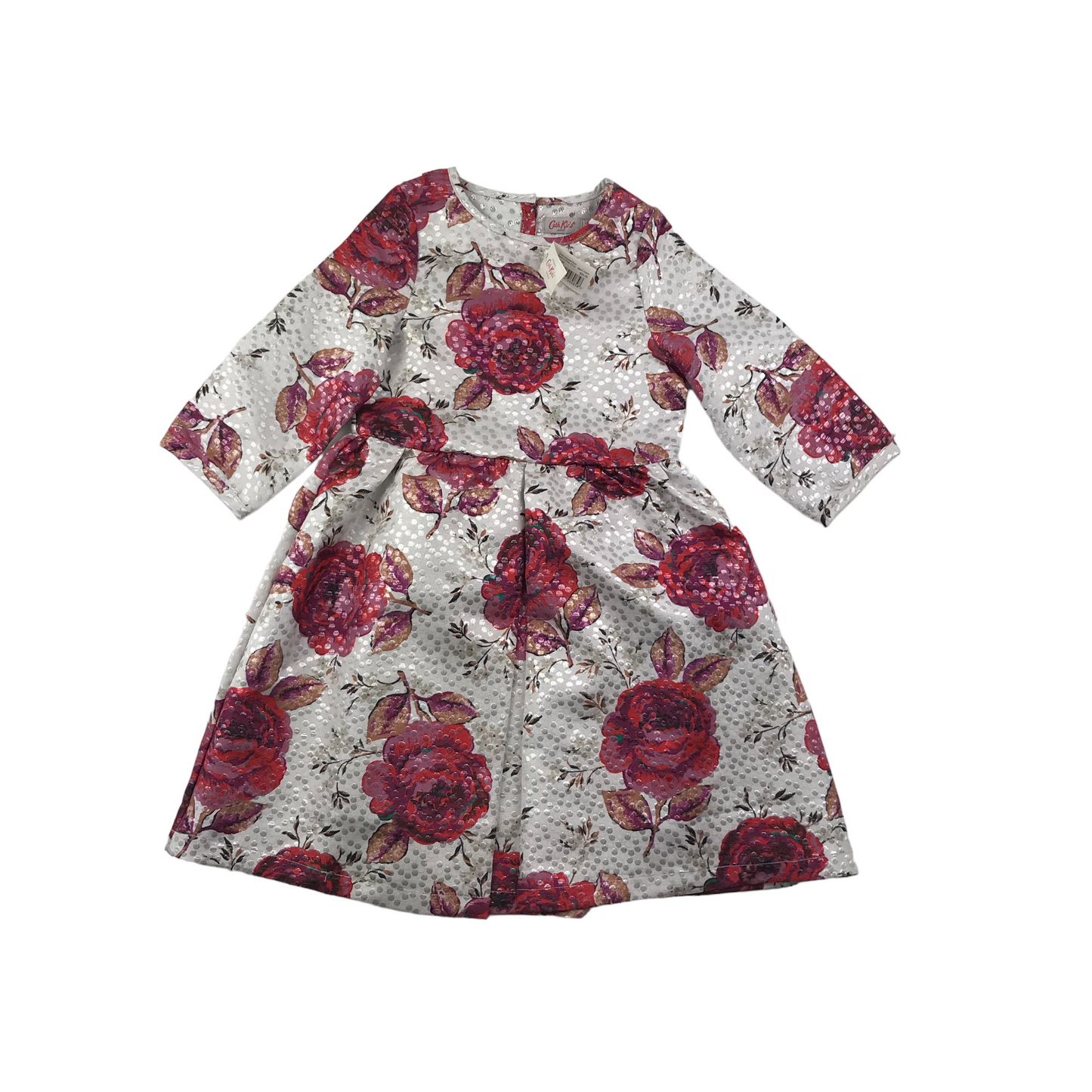 Cath Kidston Shiny White and Red Floral Dress Age 7