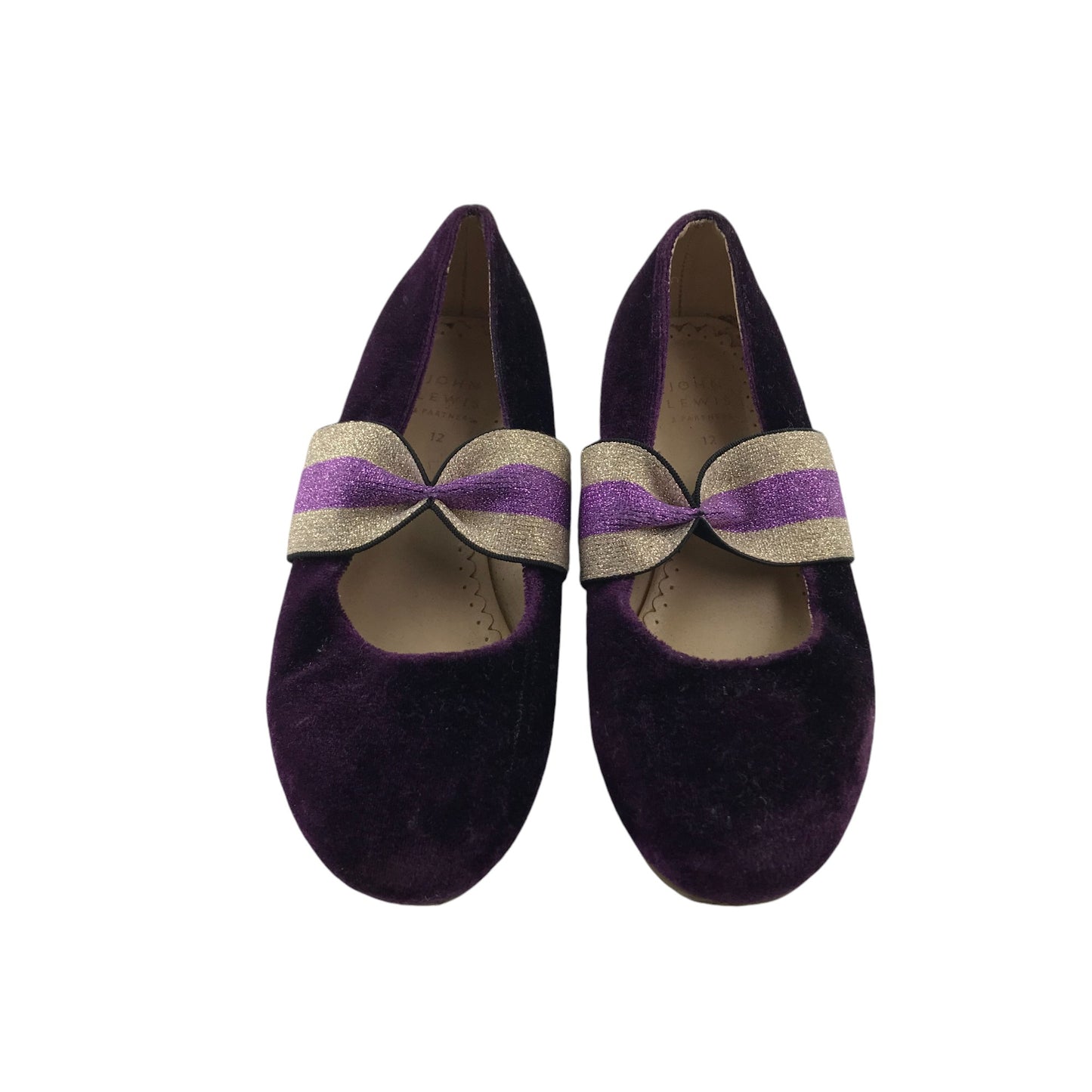 John Lewis ballerinas shoe size 12 junior purple velvet style flat shoes