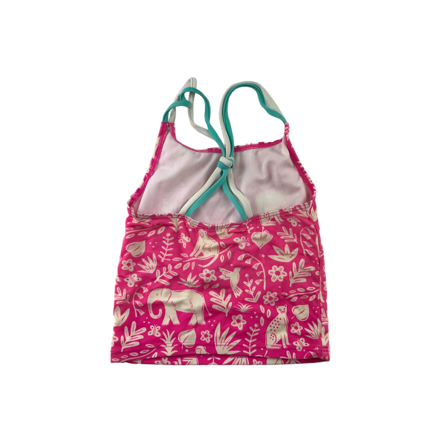 Mini Boden Swim Suit Age 6 Pink Floral Animals 2-piece Set