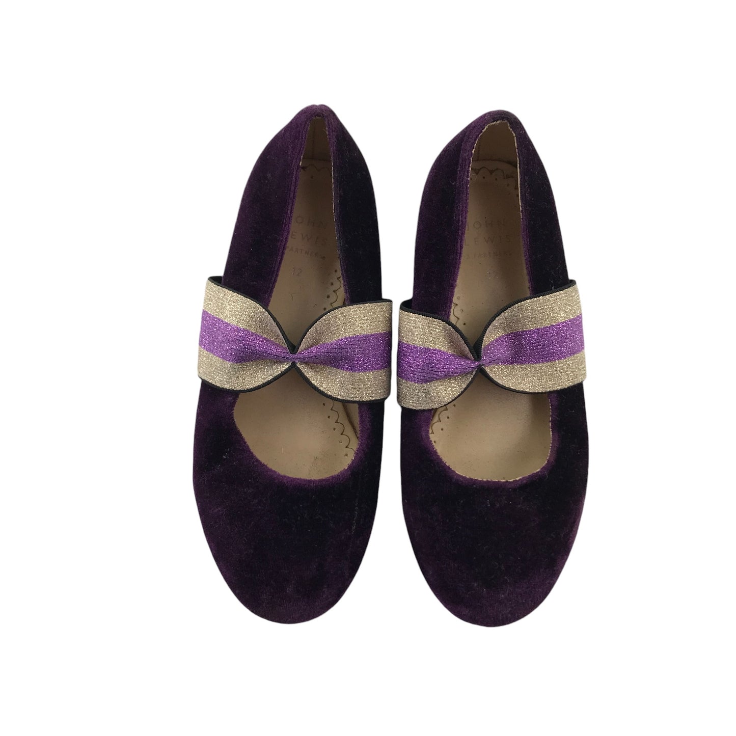 John Lewis ballerinas shoe size 12 junior purple velvet style flat shoes