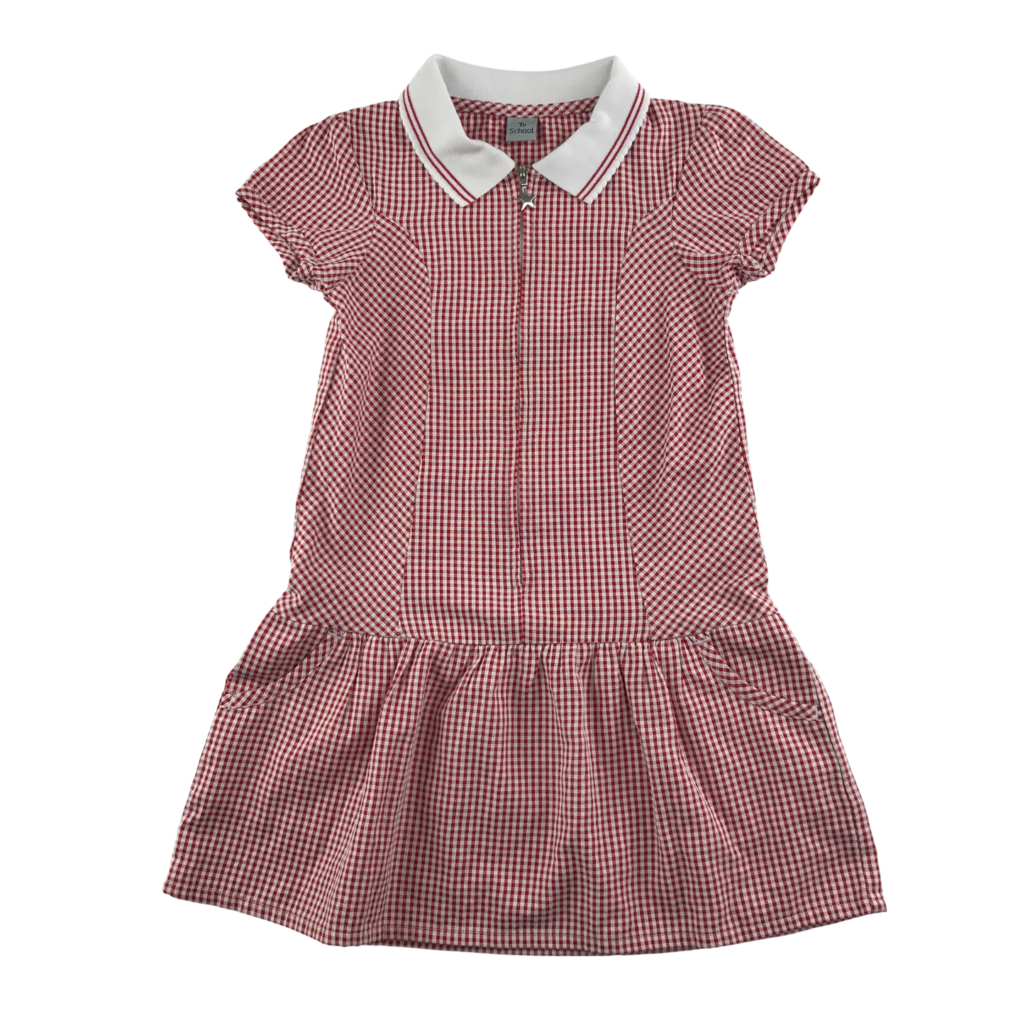 Red gingham with zipper school summer dress