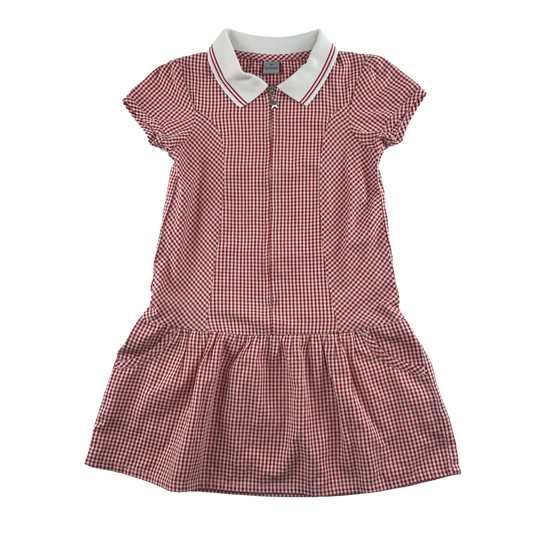 Red gingham with zipper school summer dress