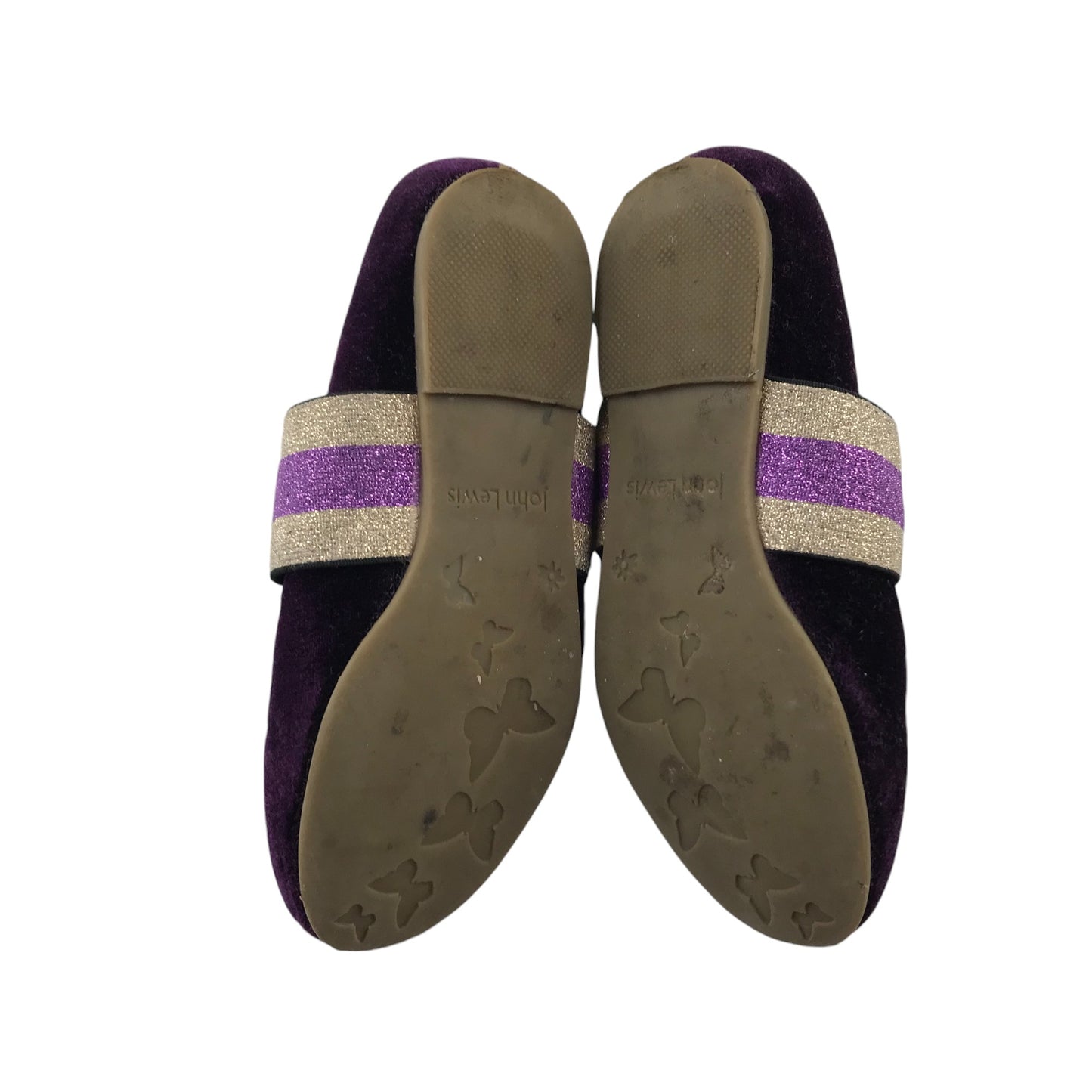 John Lewis ballerinas shoe size 12 junior purple velvet style flat shoes