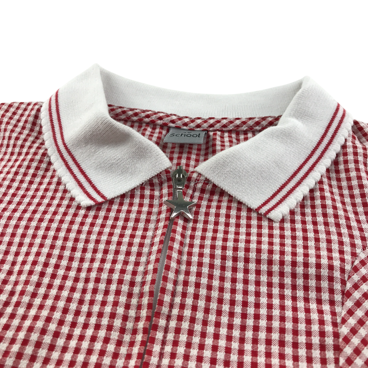Red gingham with zipper school summer dress