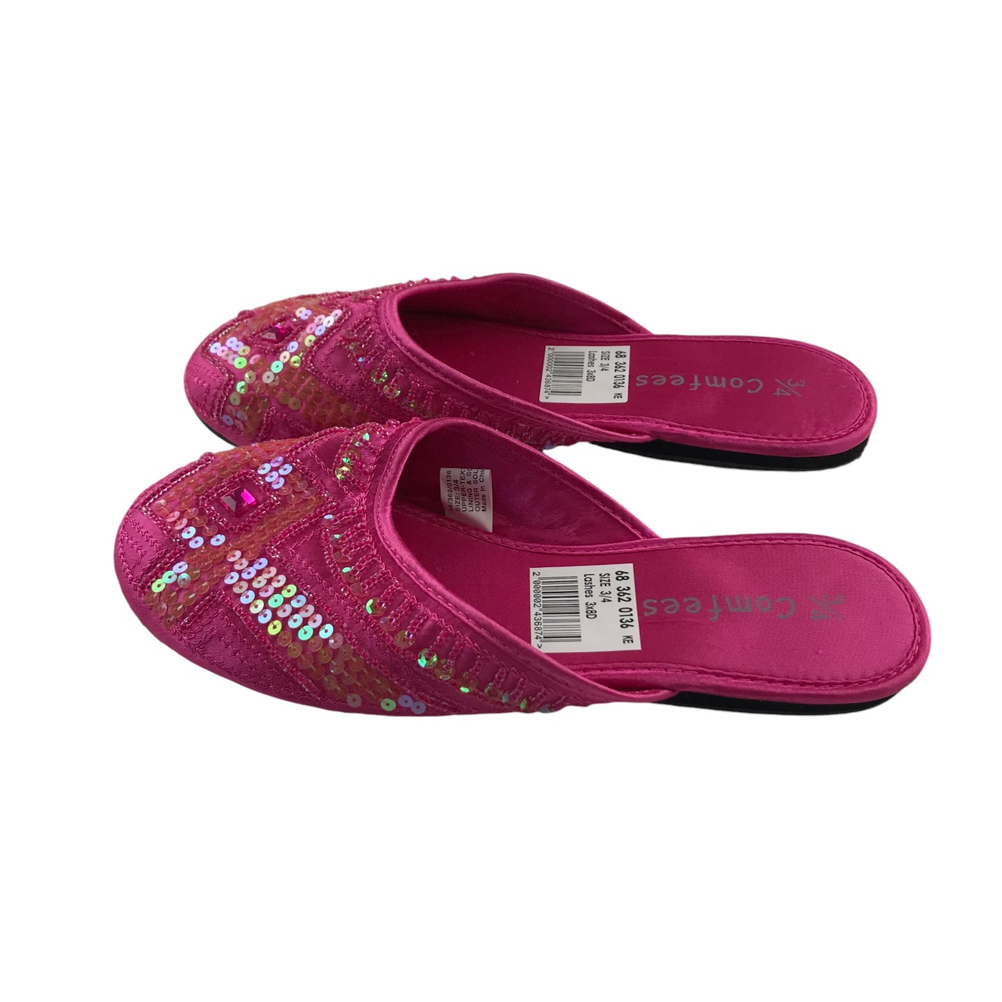 Pink slip on flat shoes UK 3-4 sequin detailed sandals