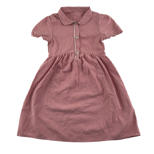 Red gingham with buttons school summer dress