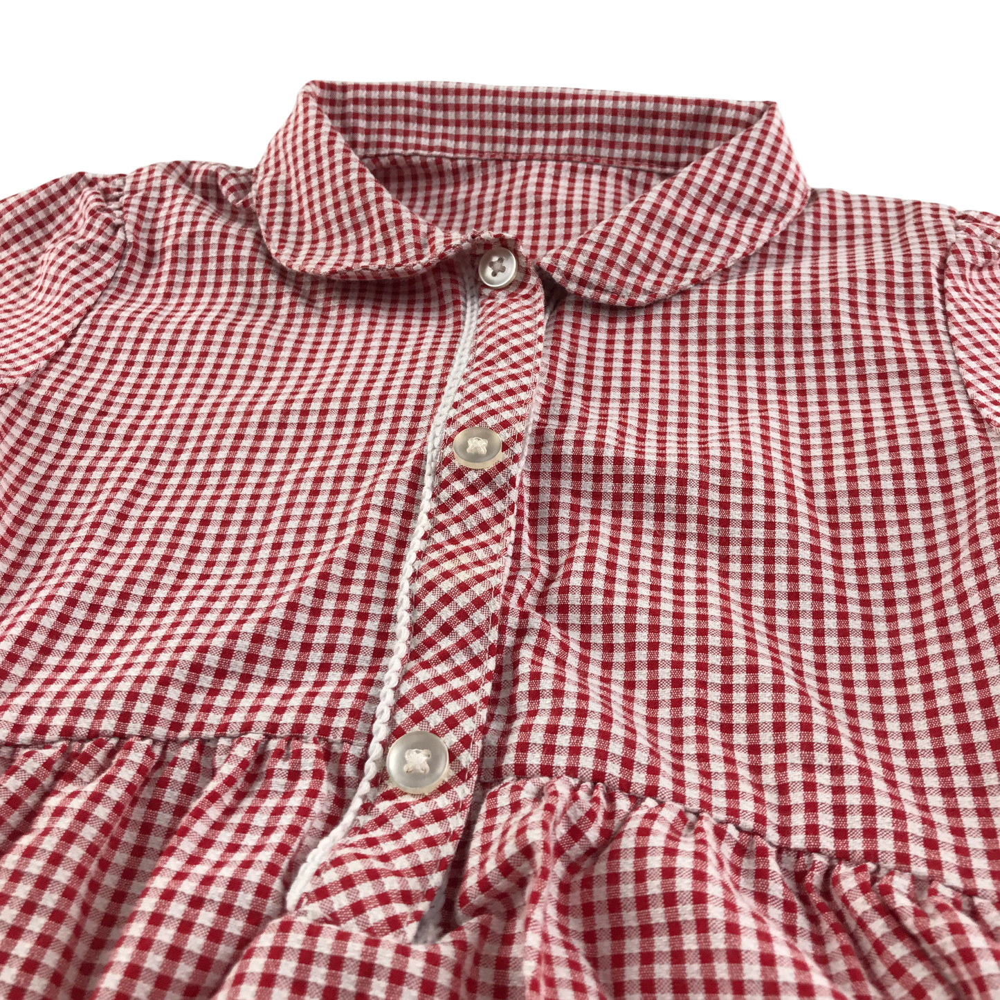 Red gingham with buttons school summer dress