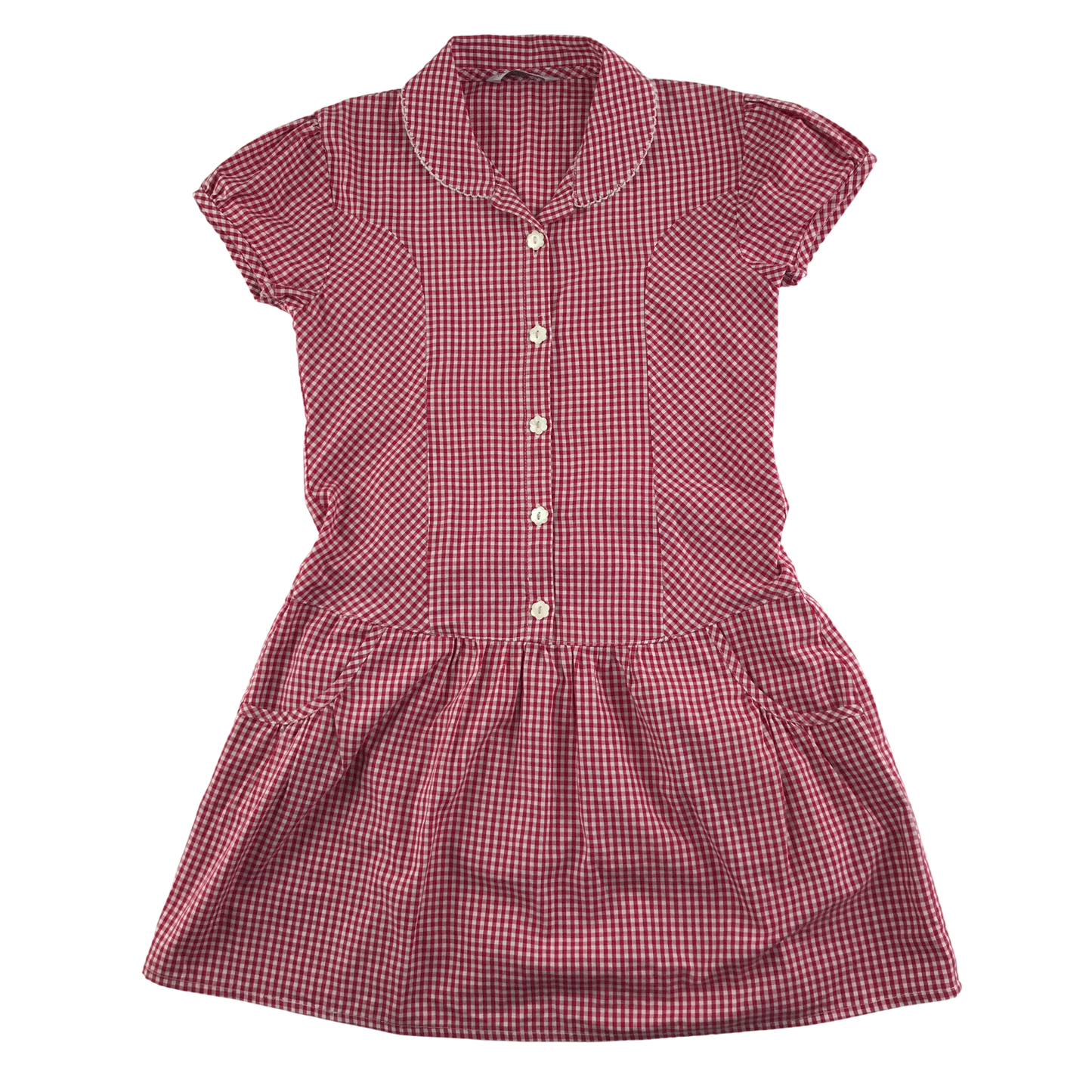 Red gingham drop waist school summer dress