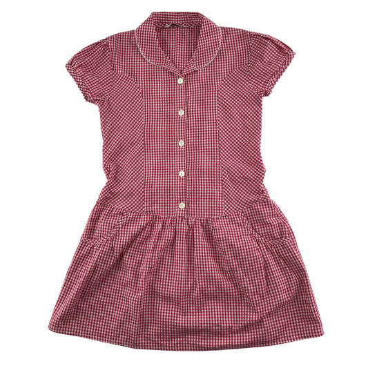 Red gingham drop waist school summer dress