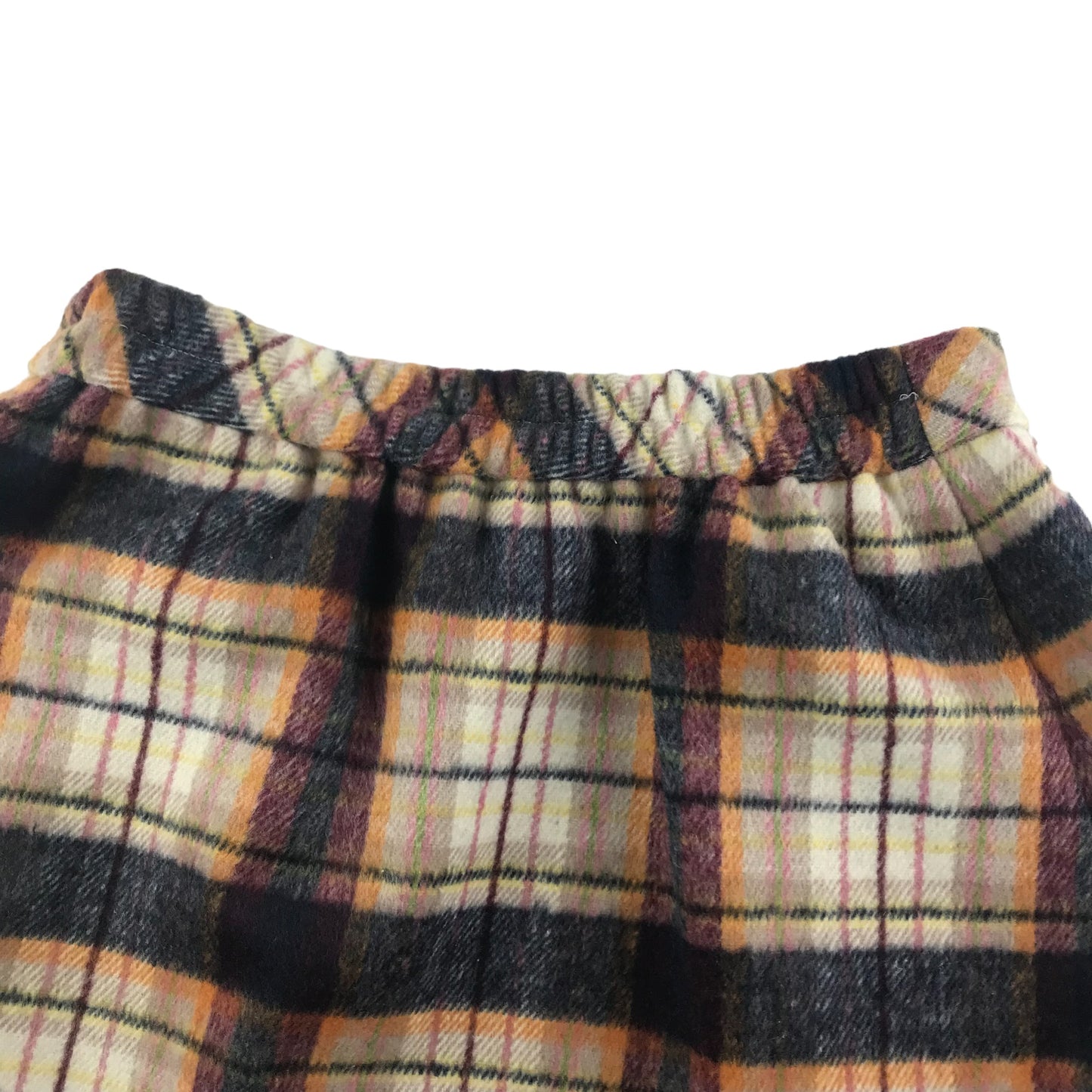 Nutmeg Skirt Age 5-6 Beige and Grey Multicoloured Pleated Check Pattern