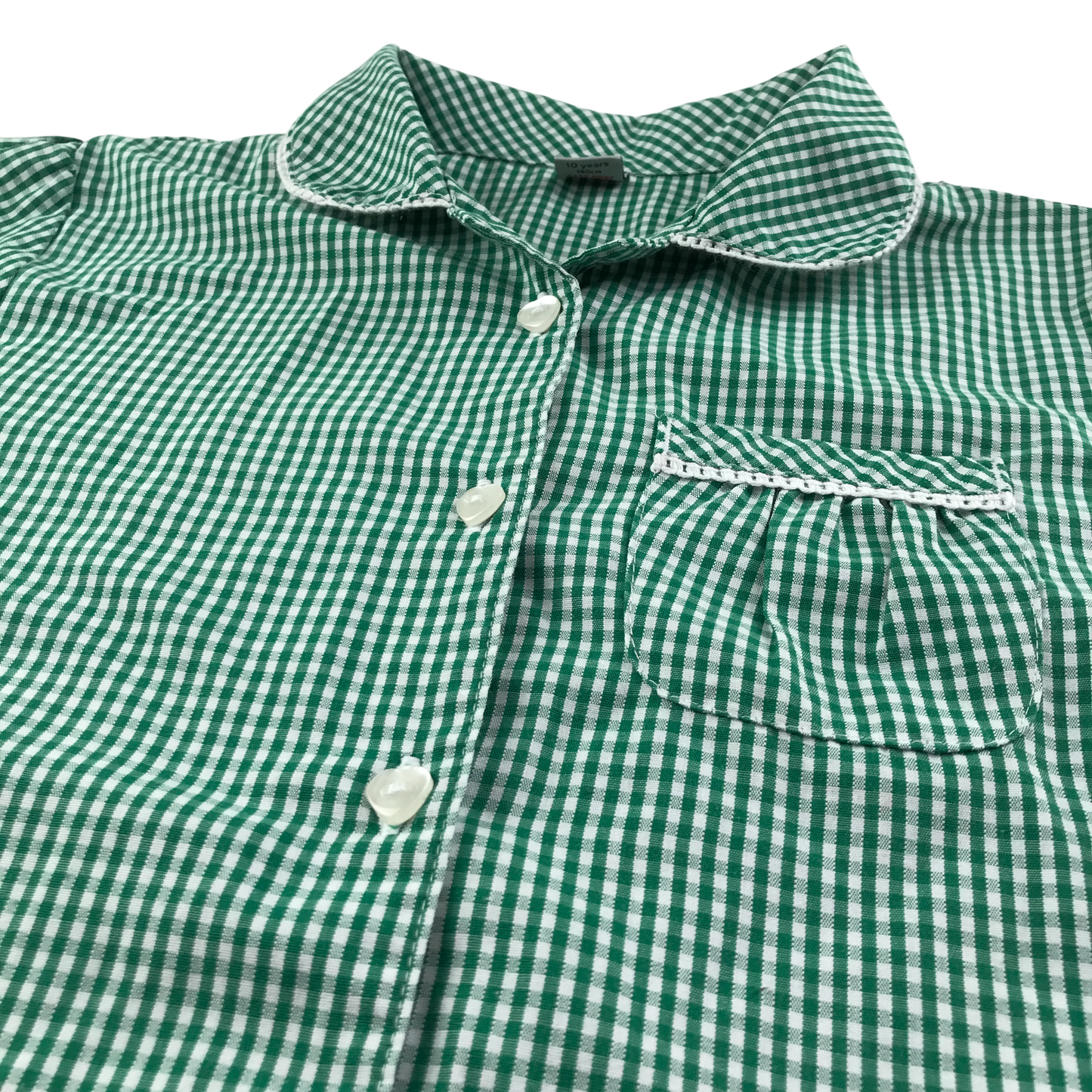 Green gingham drop waist school summer dress