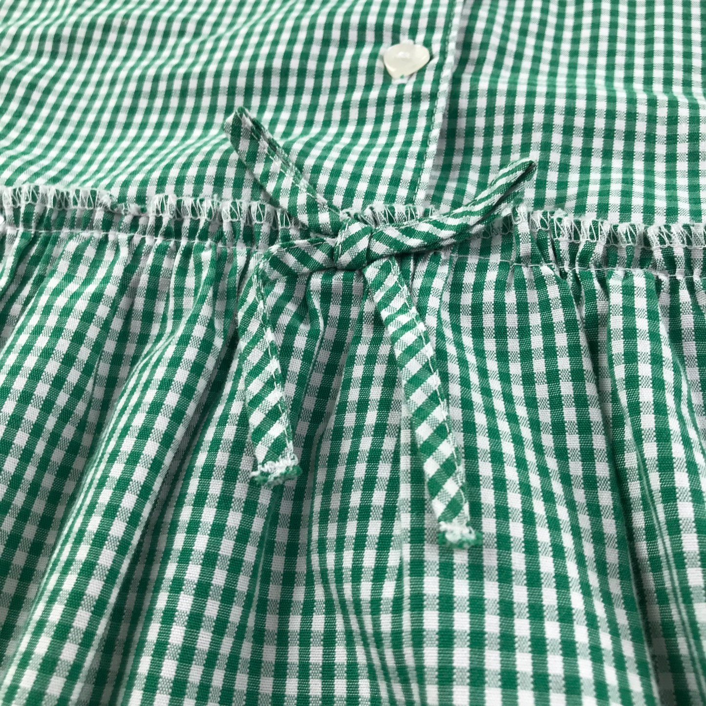 Green gingham drop waist school summer dress