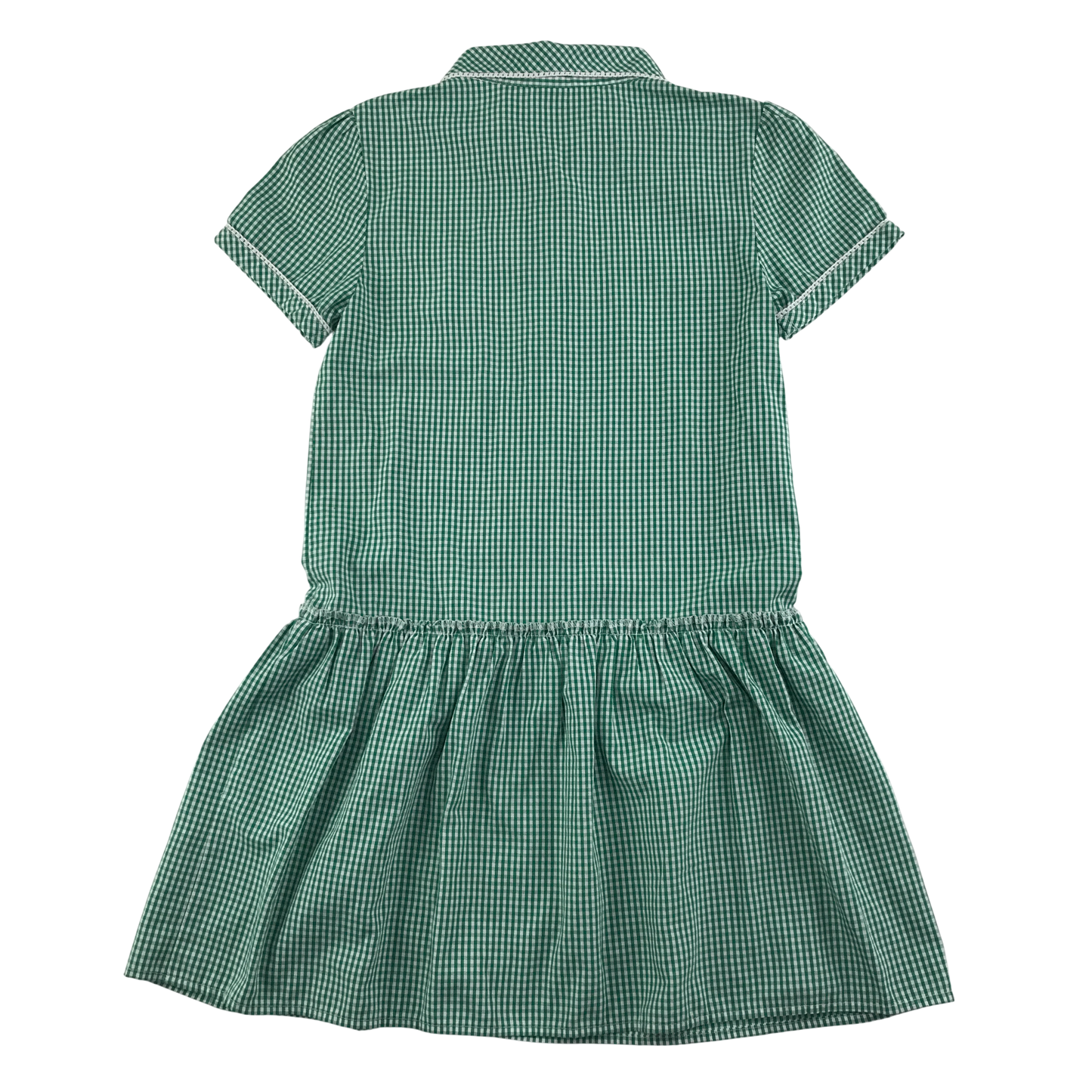 Green gingham drop waist school summer dress