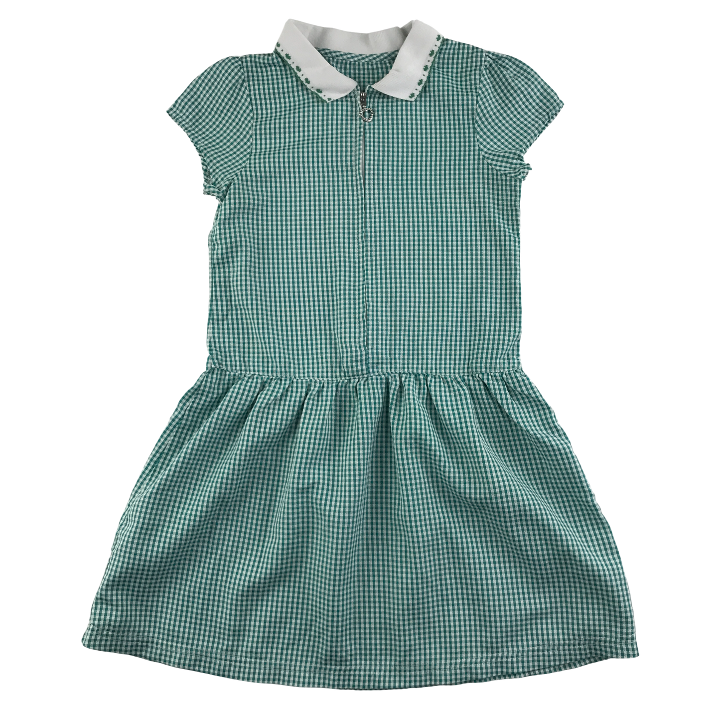 Green gingham with zipper school summer dress
