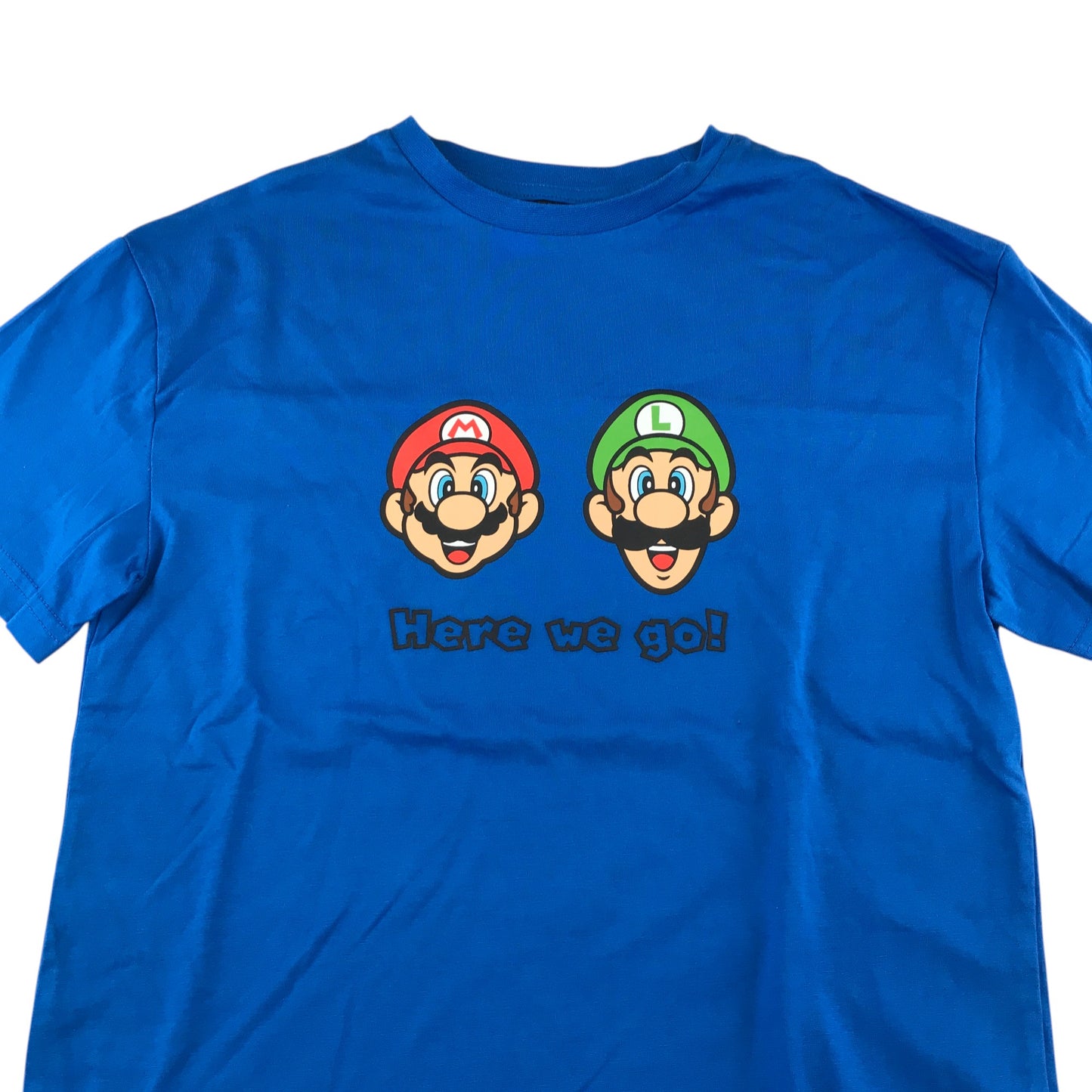 F&F t-shirt 8-9 years blue Super Mario t-shirt with Mario and Luigi printed faces