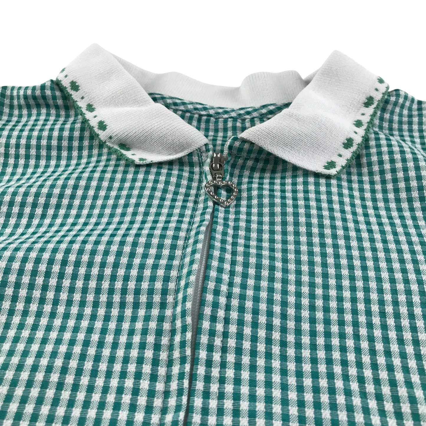 Green gingham with zipper school summer dress