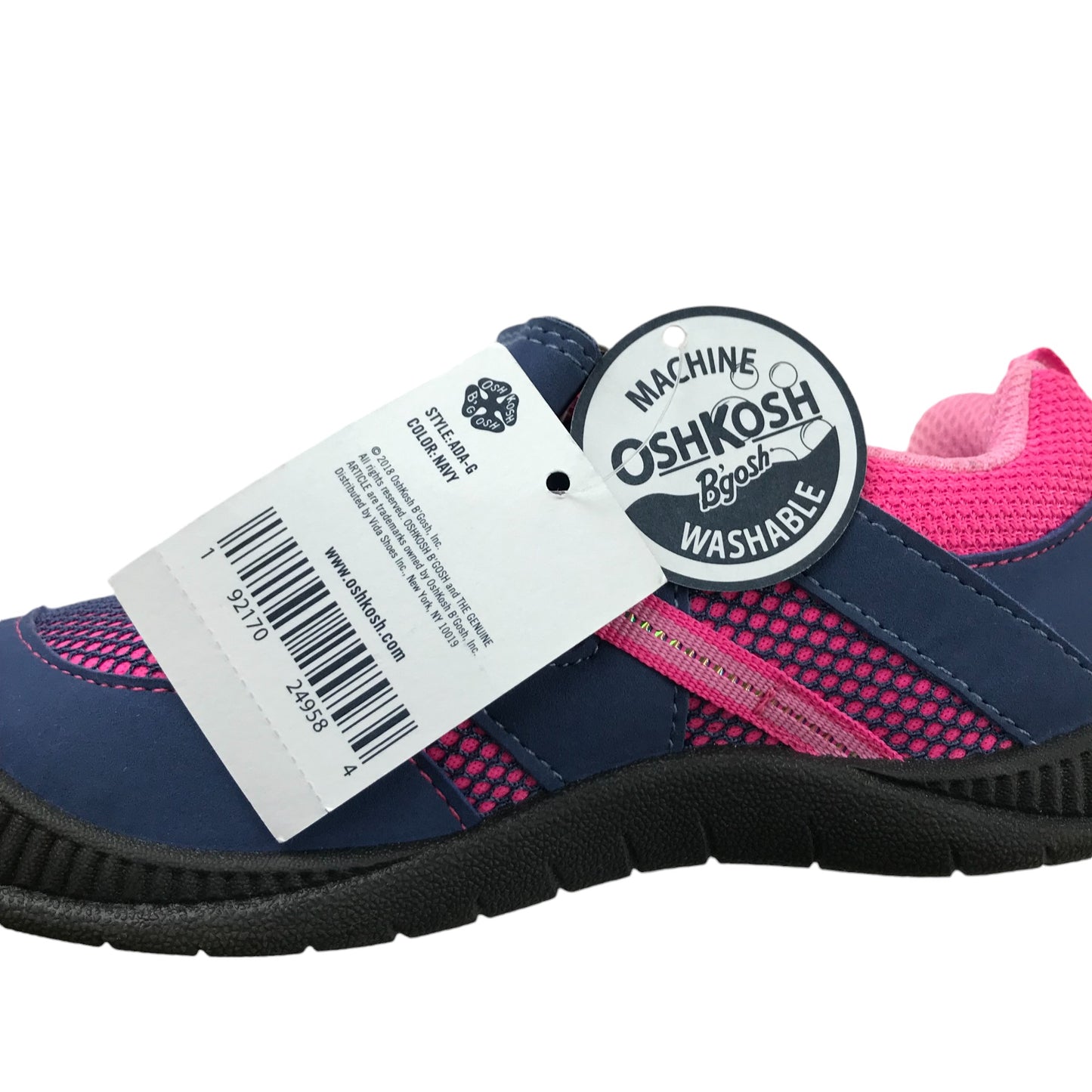 OshKosh walking trainers shoe size 12 junior navy and pink low tops