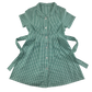 Green gingham with belt school summer dress