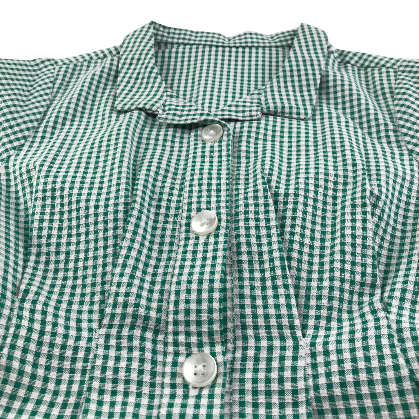Green gingham with belt school summer dress