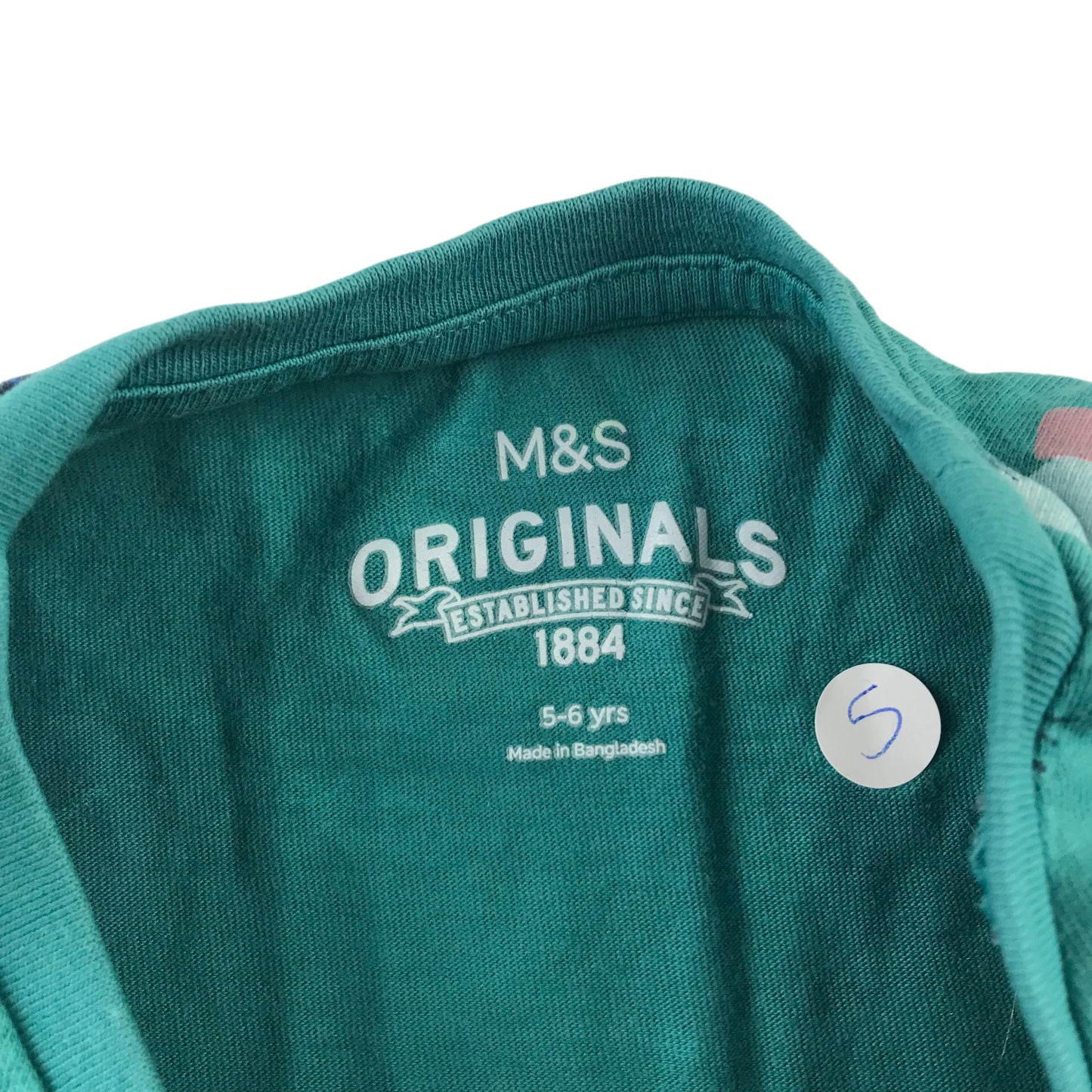 M&S Dress 5-6 years Turquoise Teal Marine Animals Cotton T-shirt
