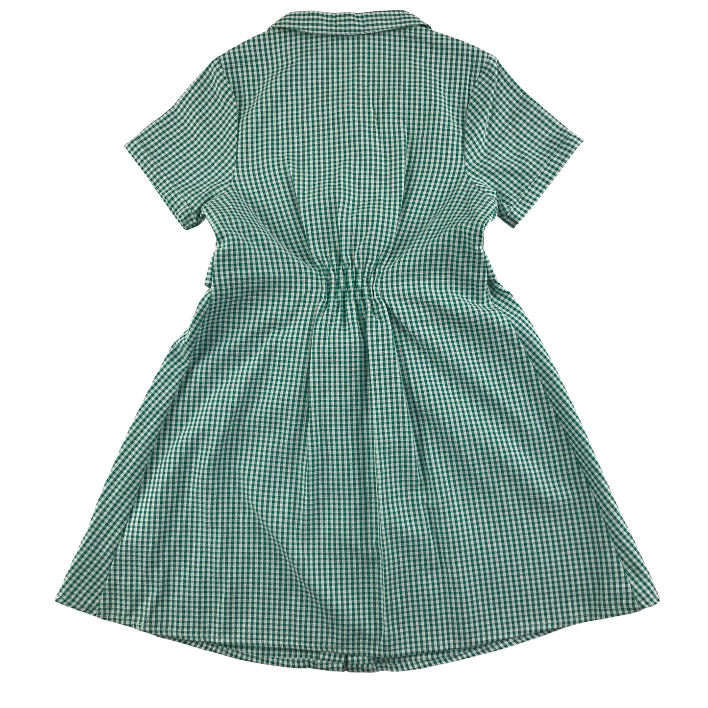 Green gingham with belt school summer dress