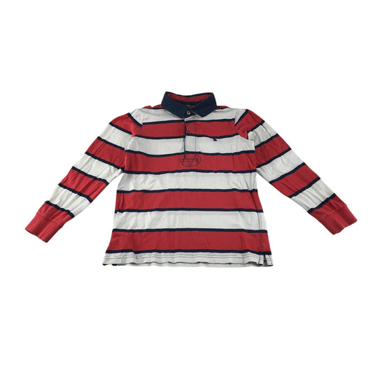 Joules polo shirt 7-8 years red and white stripy cotton