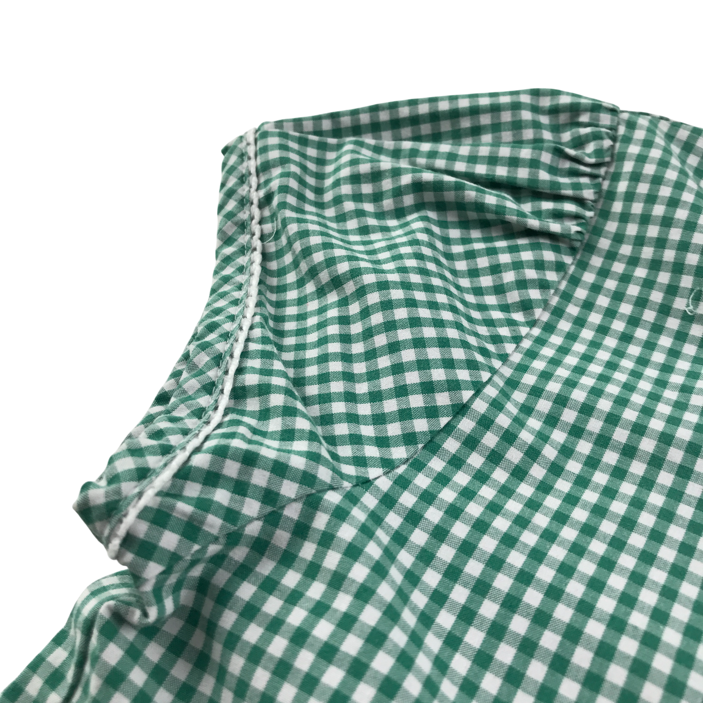 Green gingham with buttons school summer dress