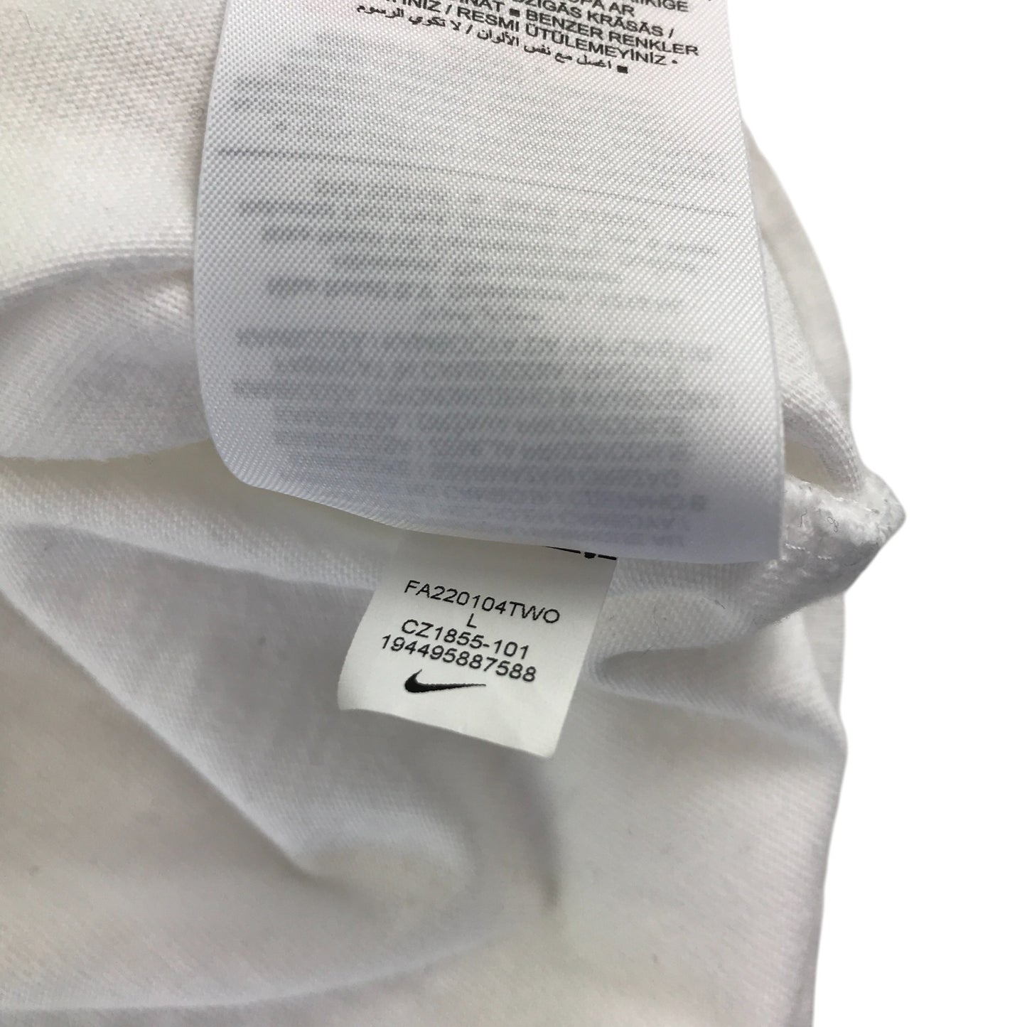 Nike t-shirt 11-12 years white plain long sleeve with black embroidered logo