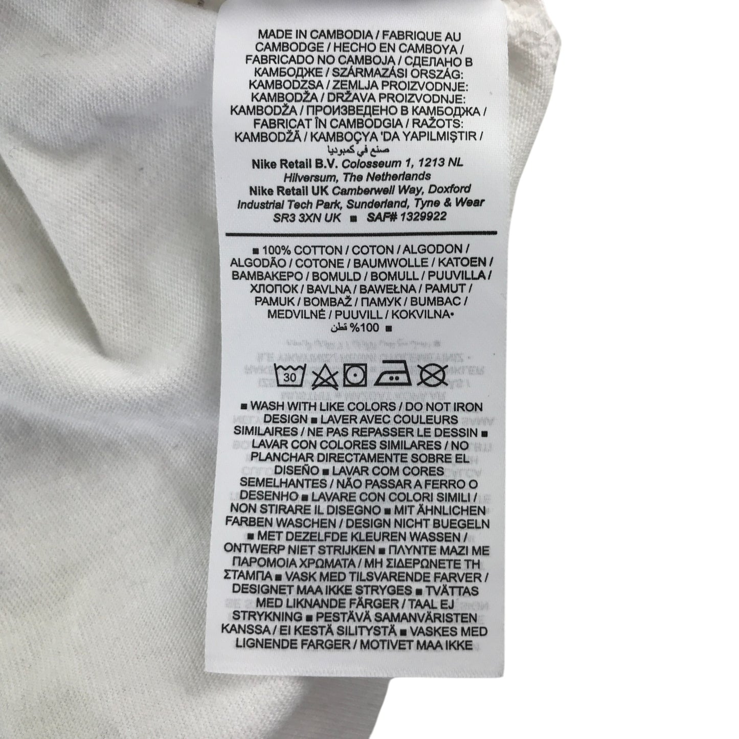 Nike t-shirt 11-12 years white plain long sleeve with black embroidered logo