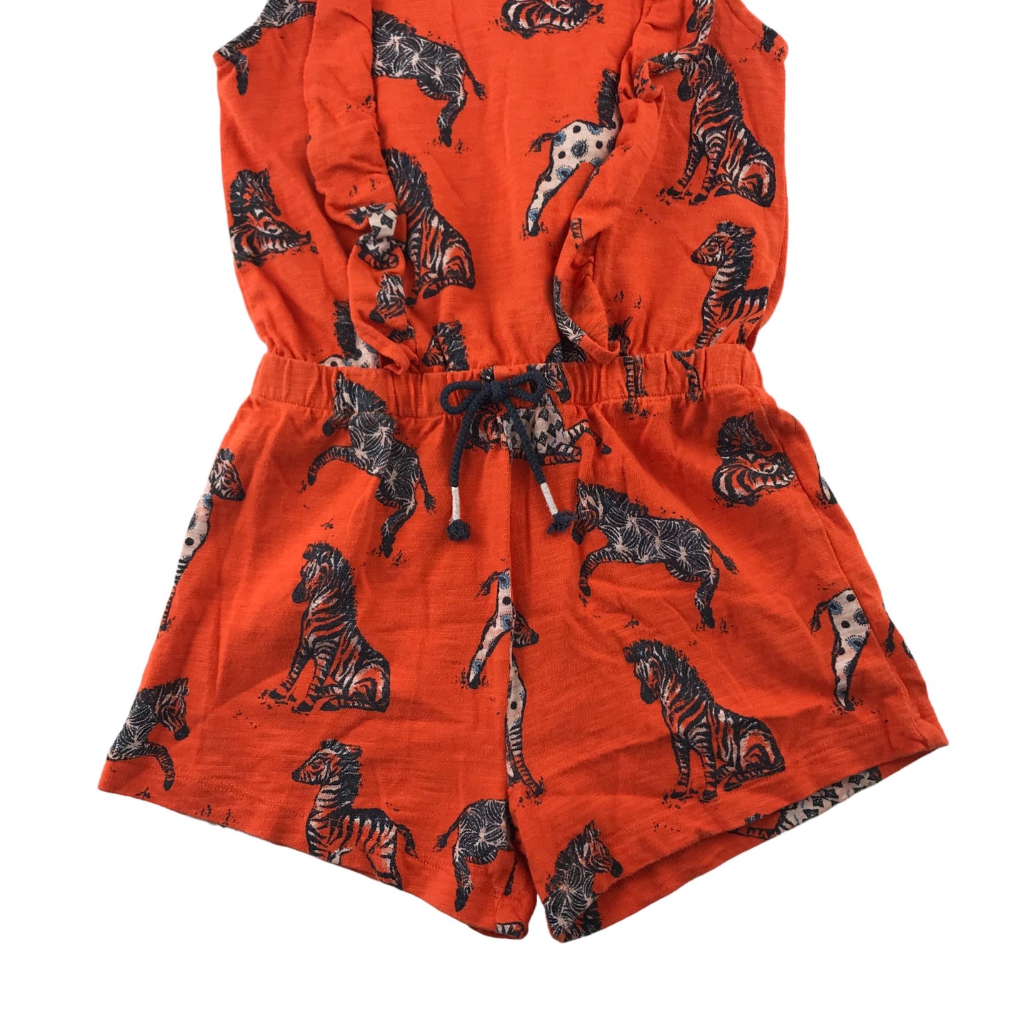 Next playsuit 4-5 years orangey red zebra print pattern organic cotton