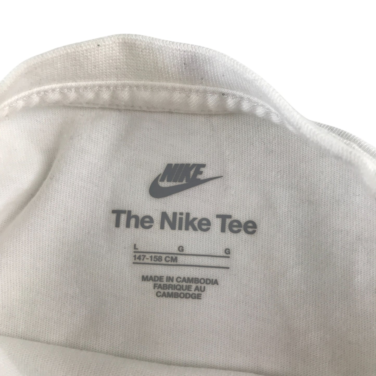 Nike t-shirt 11-12 years white plain long sleeve with black embroidered logo