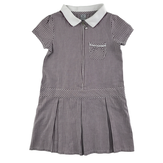 Burgundy gingham with zipper school summer dress