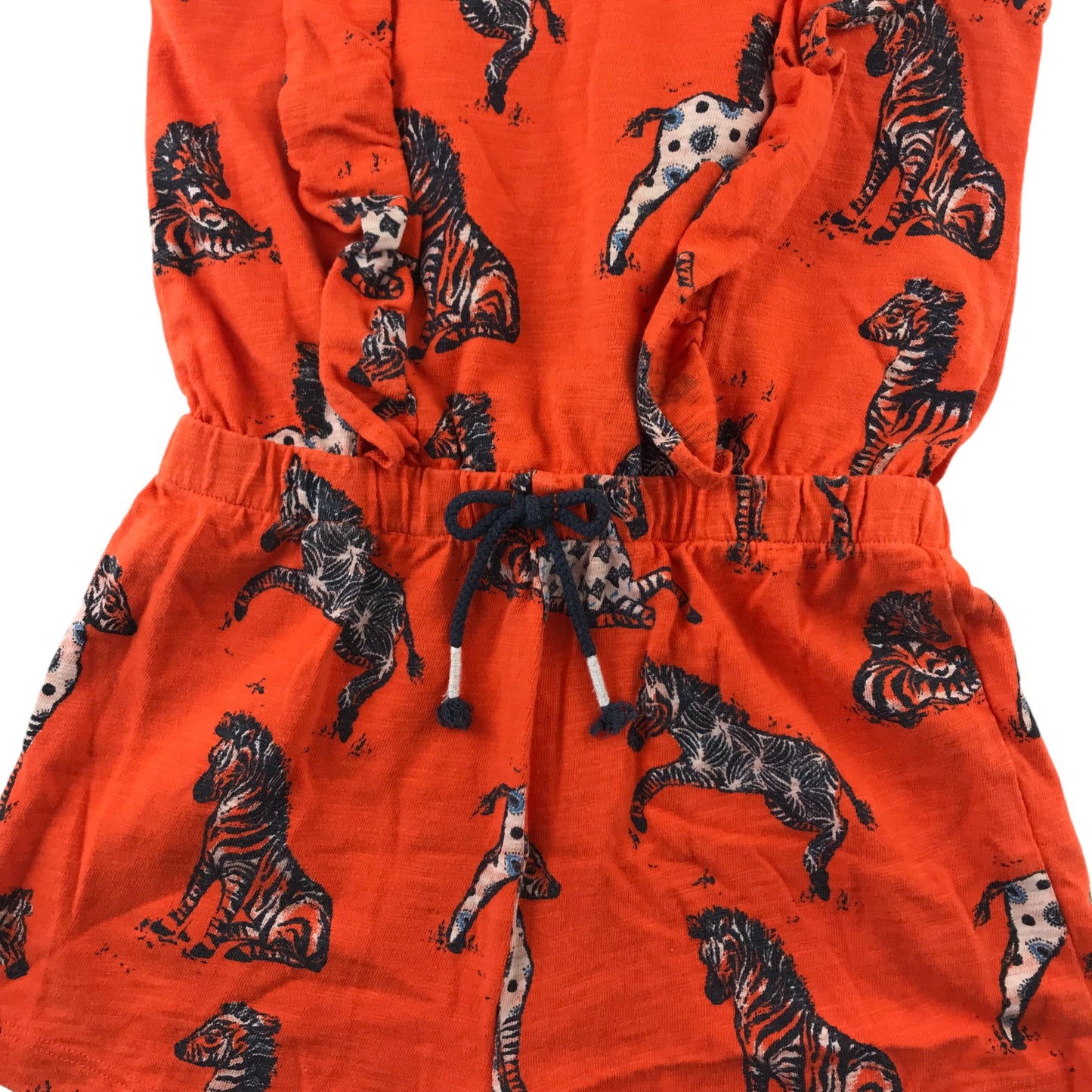 Next playsuit 4-5 years orangey red zebra print pattern organic cotton