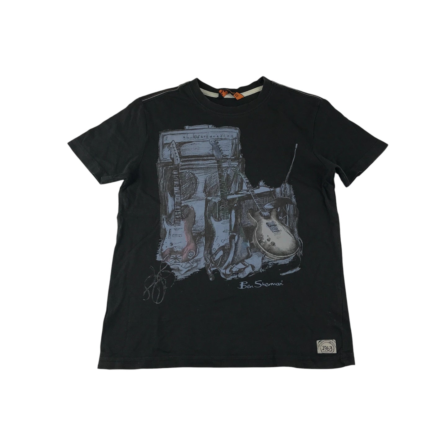 Ben Sherman t-shirt 8-9 years black electric guitar graphic print design cotton