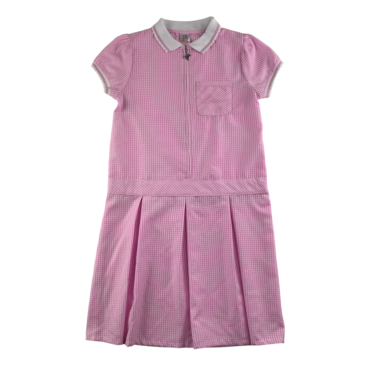 Pink gingham with zipper girls school summer dress