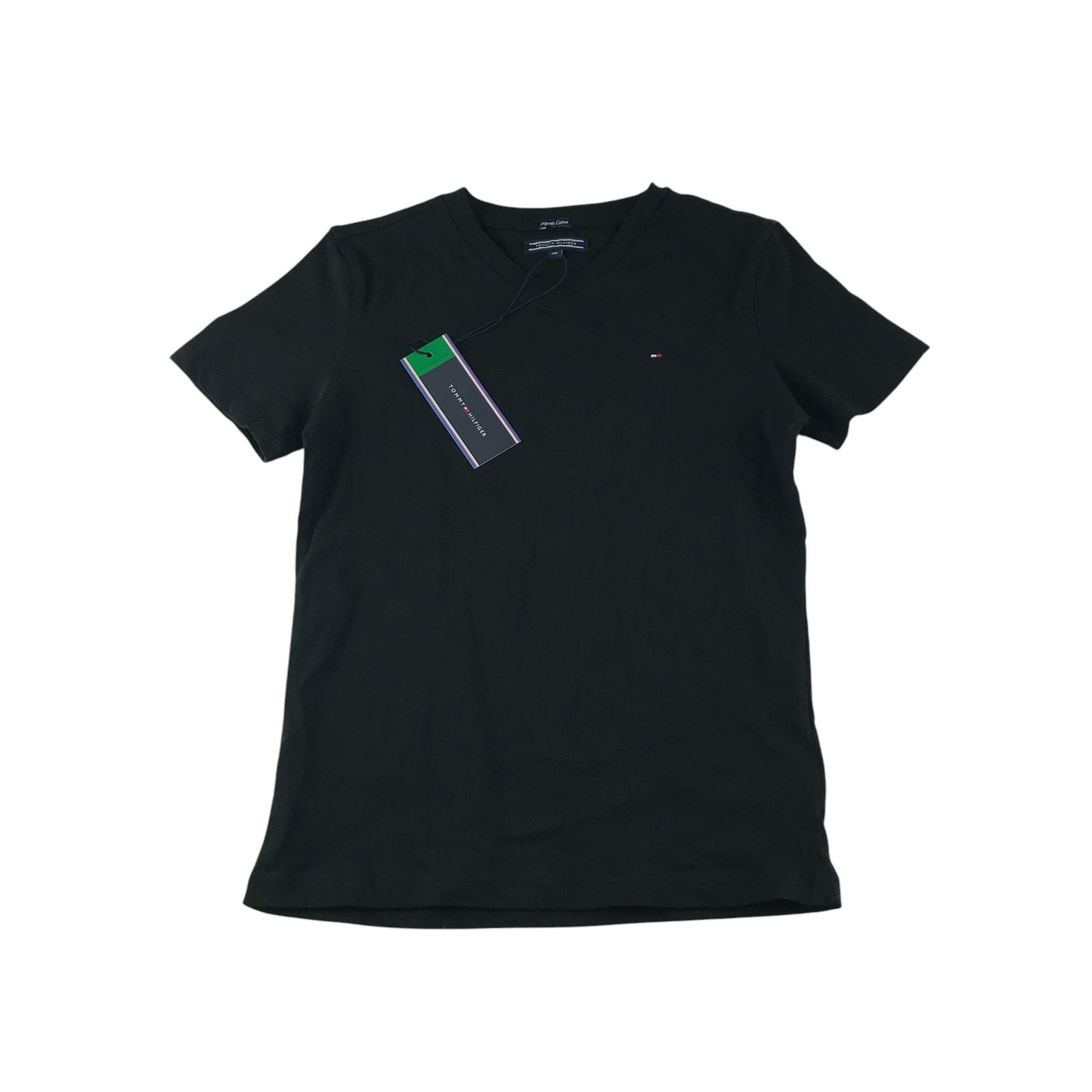 Tommy Hilfiger t-shirt 9-10 years black plain v-neck cotton