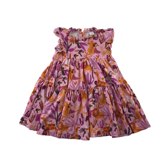 Next Dress 5-6 years Pink and Purple Exotic Animals Cotton