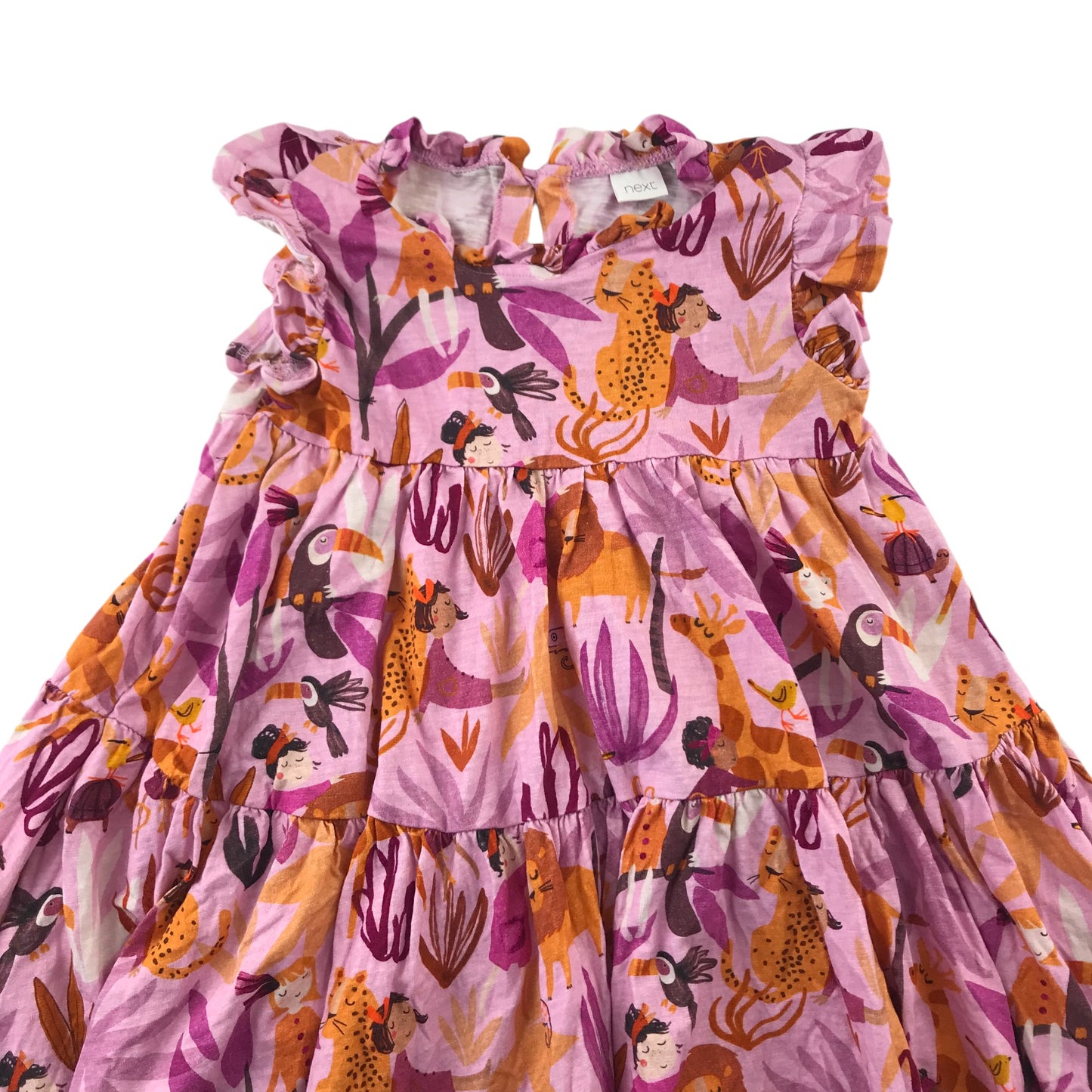 Next Dress 5-6 years Pink and Purple Exotic Animals Cotton