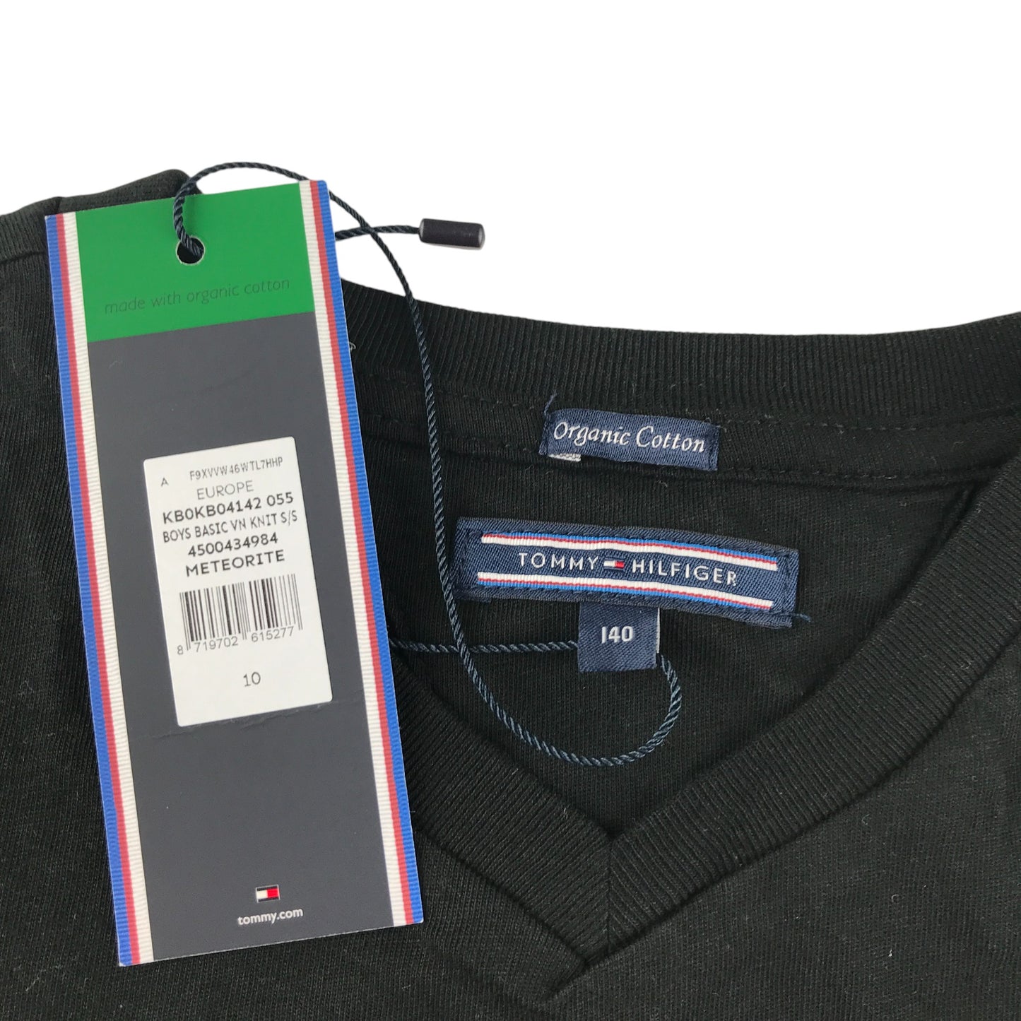 Tommy Hilfiger t-shirt 9-10 years black plain v-neck cotton