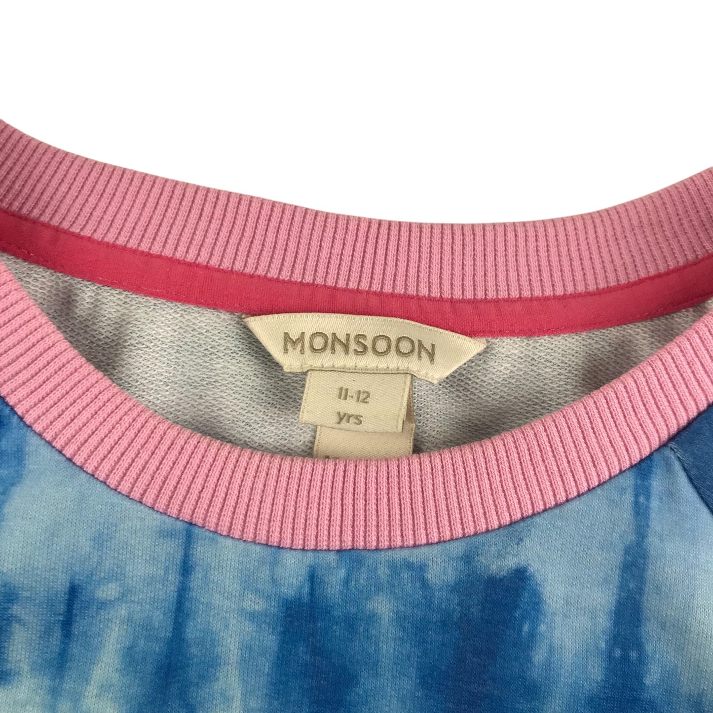 Monsoon sweater 11-12 years blue and pink tie dye sequin rainbow