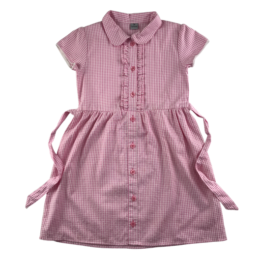 Pink gingham with belt school summer dress