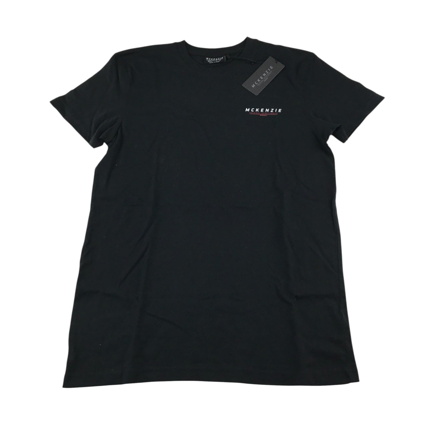 Mckenzie t-shirt men's S black plain with white and red text logo