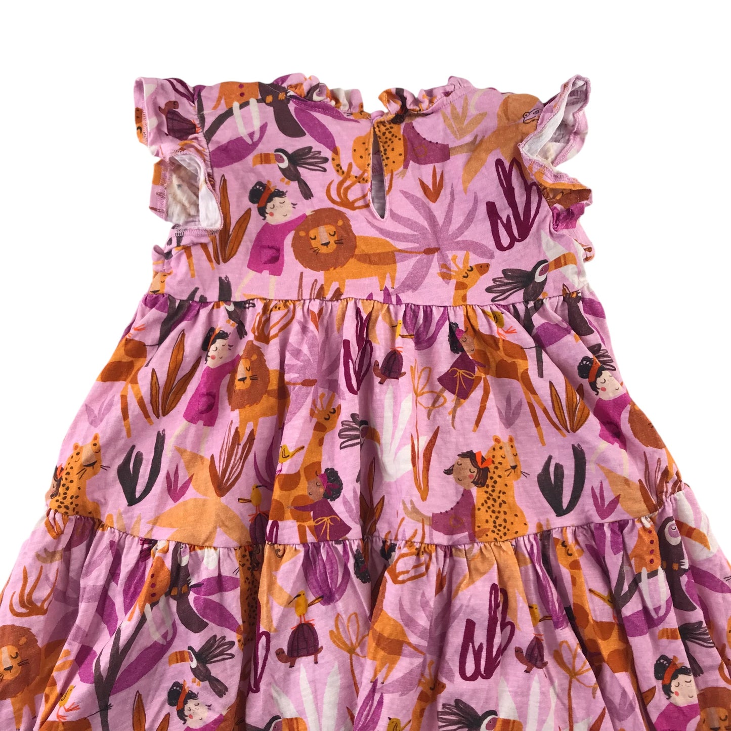 Next Dress 5-6 years Pink and Purple Exotic Animals Cotton