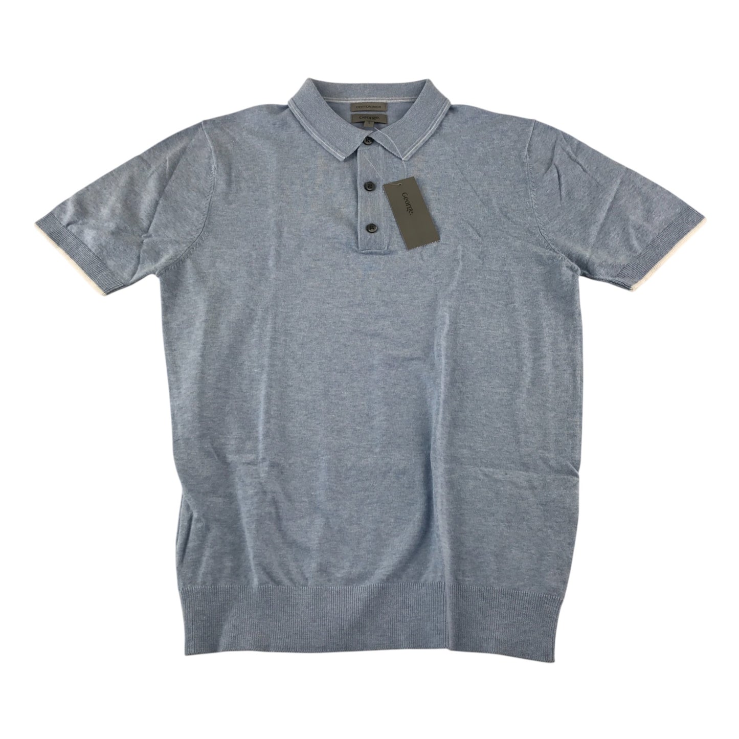 George polo shirt men's S light blue plain short sleeve