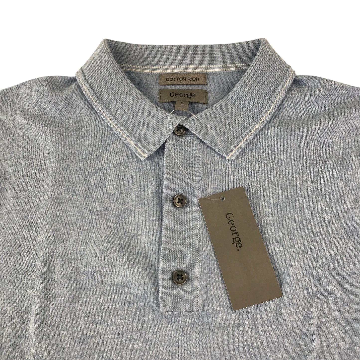 George polo shirt men's S light blue plain short sleeve