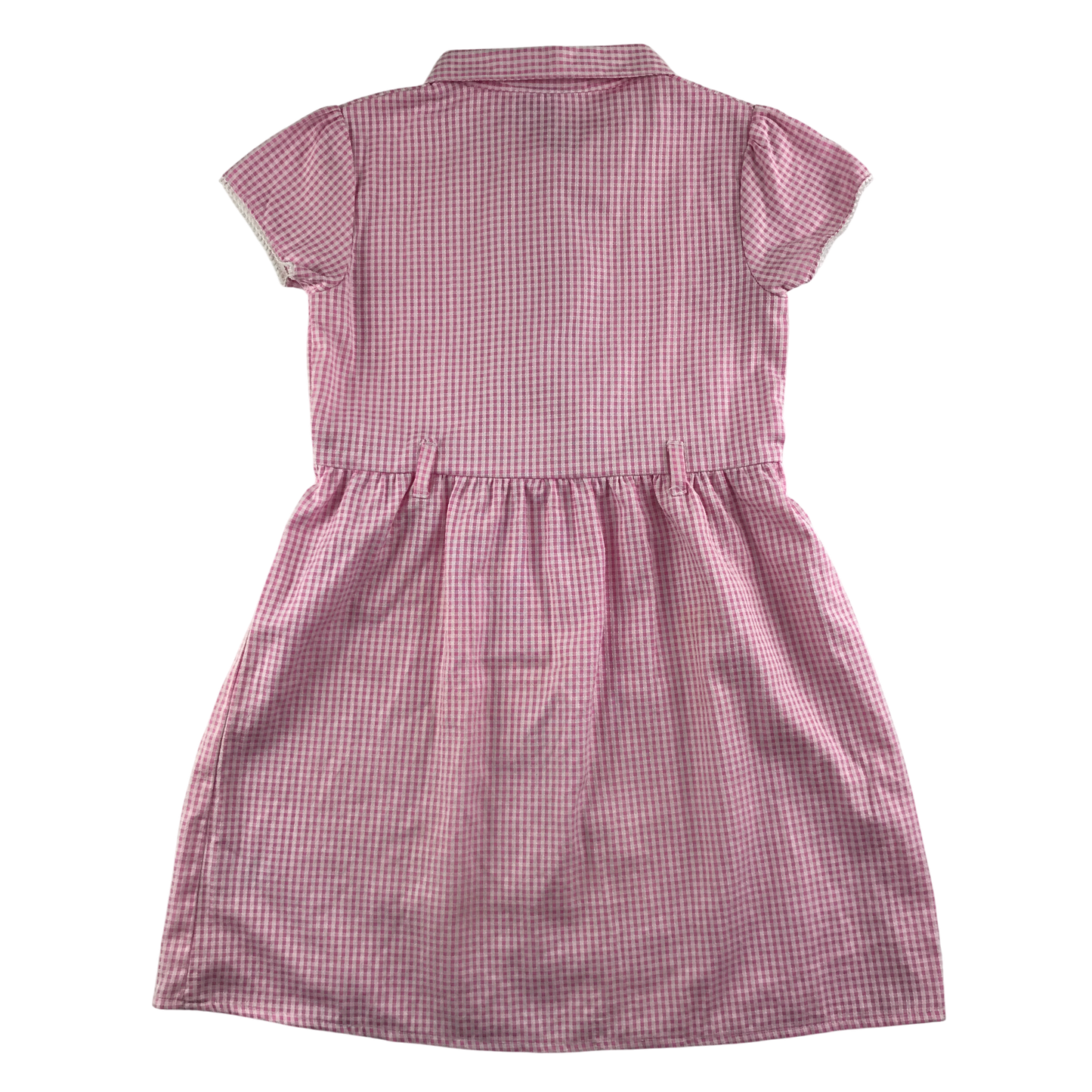 Pink gingham with belt school summer dress