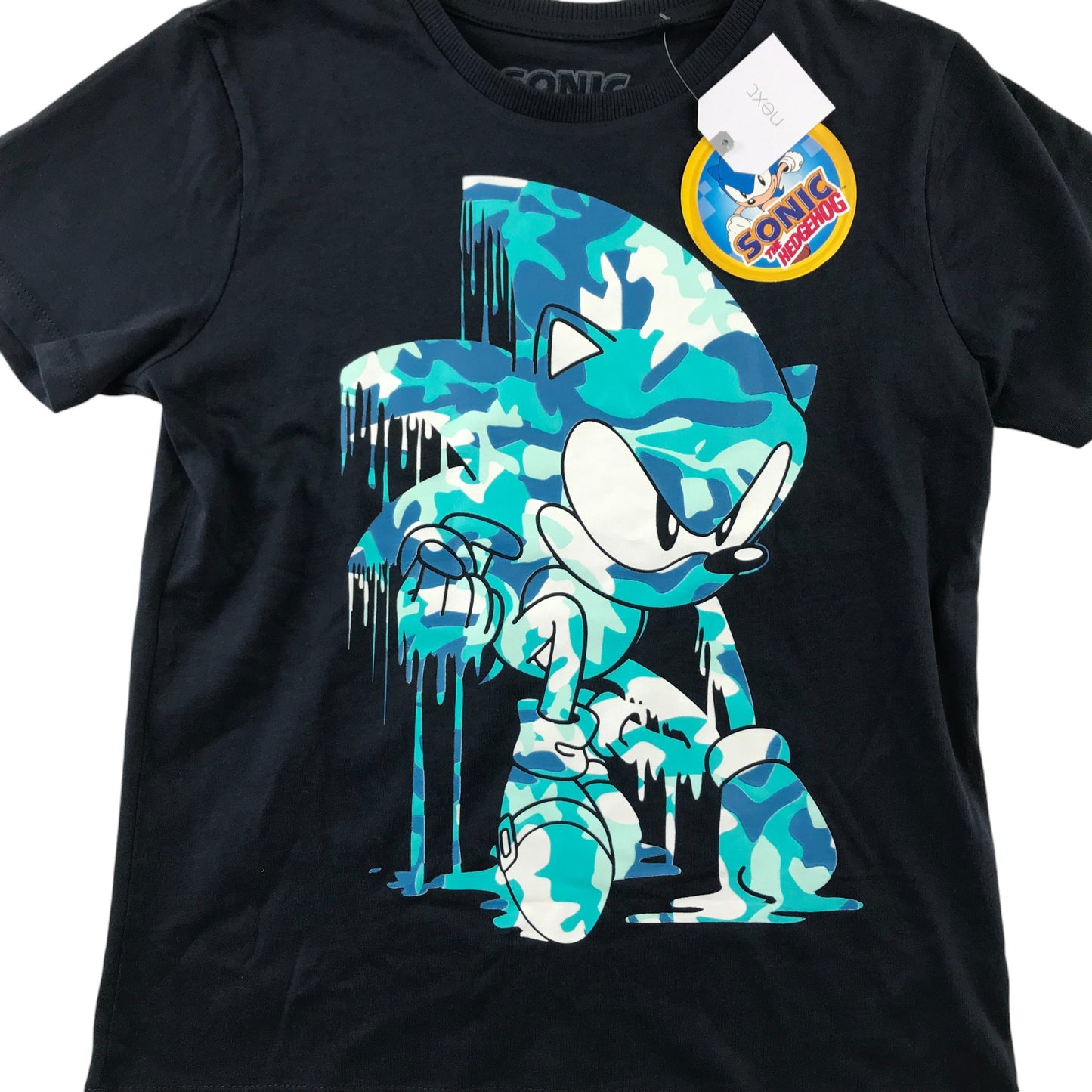 Next t-shirt 7-8 years navy Sonic the Hedgehog print short sleeve cotton