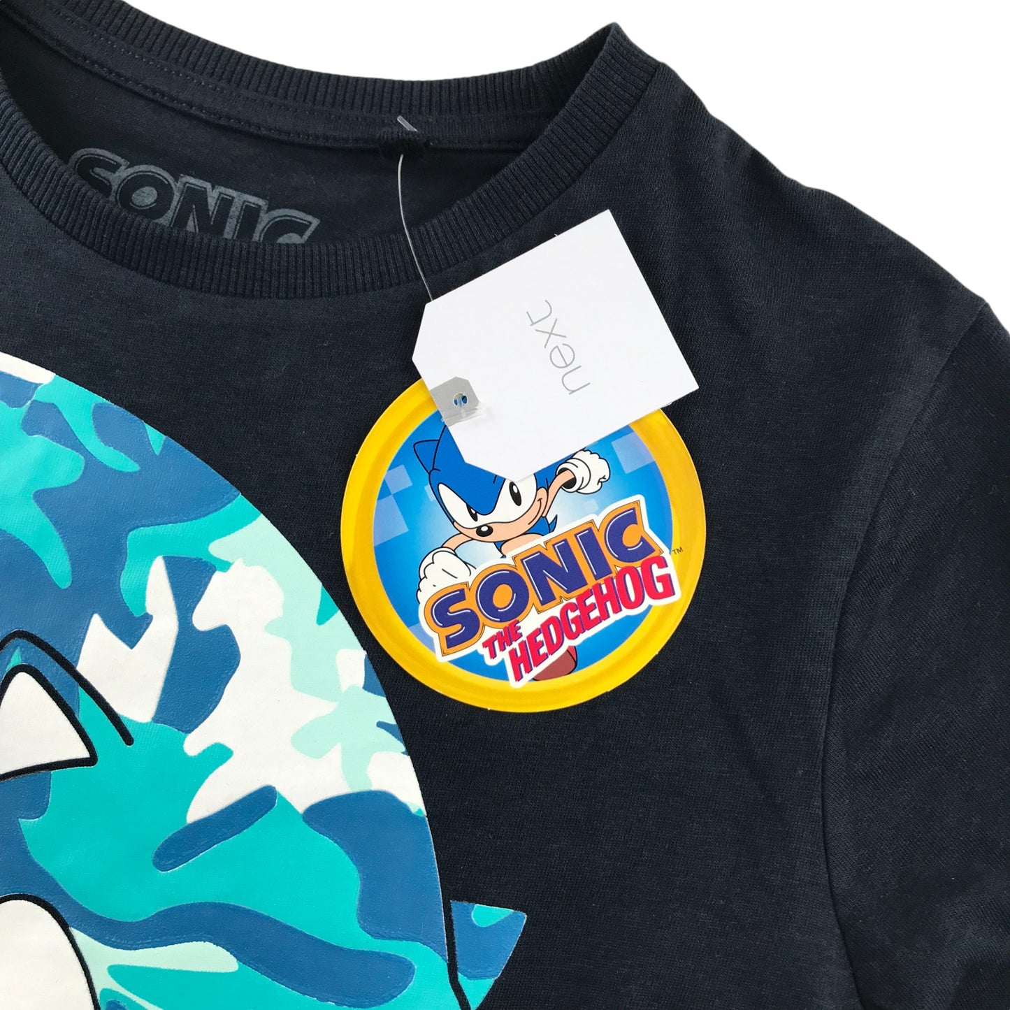 Next t-shirt 7-8 years navy Sonic the Hedgehog print short sleeve cotton